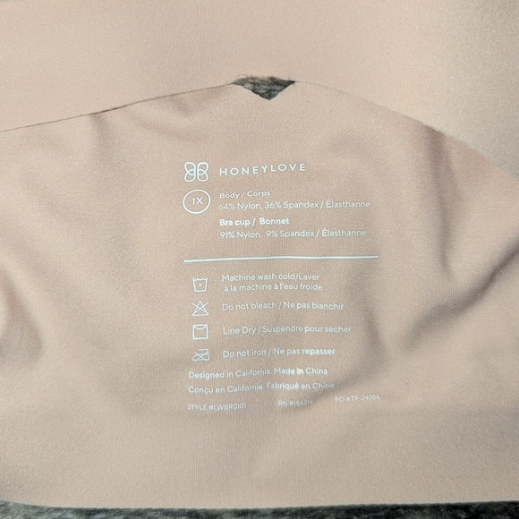 Honeylove V-Neck Bra Rose Tan 1X - Picture 8 of 10